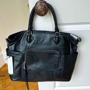 Aimee Kestenberg Sunbury Tote Purse Bag Black with Silver NWT Genuine Leather